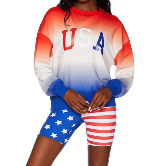 NEW BEACH RIOT usa sweatshirt in patriotic gradient - Picture 1 of 4
